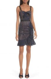 Self-Portrait Knot Front Broderie Anglaise Dress at Nordstrom